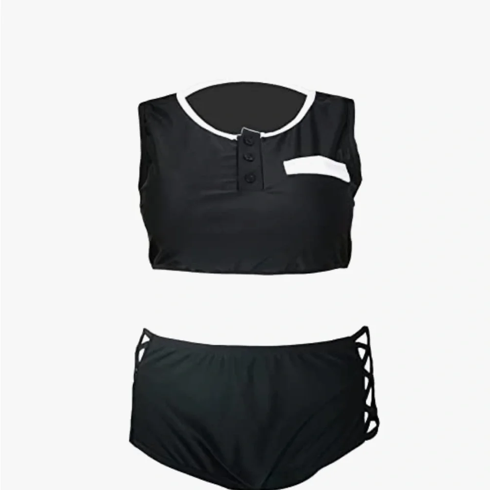 Demon Slayer Tengen Uzui Black and White Graphic Swim Top - Picture 2 of 4
